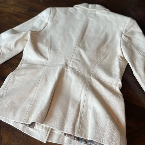 Terry Lewis Classic Luxuries Vintage White Leather Jacket XS - Picture 4 of 11